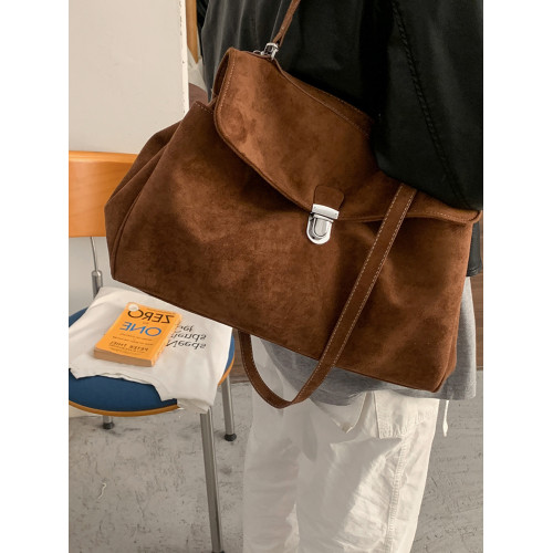 大容量麂皮絨公文包包女式2026新款高級感日常通勤百搭單肩斜後後背包