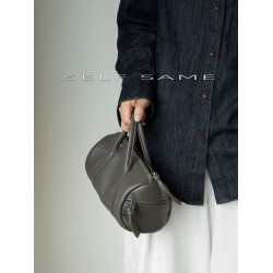 SELFSAME2025新款頭層自然紋路牛皮 柔軟靭感手提包 波士頓枕頭包