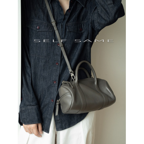 SELFSAME2025新款頭層自然紋路牛皮 柔軟靭感手提包 波士頓枕頭包