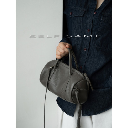 SELFSAME2025新款頭層自然紋路牛皮 柔軟靭感手提包 波士頓枕頭包
