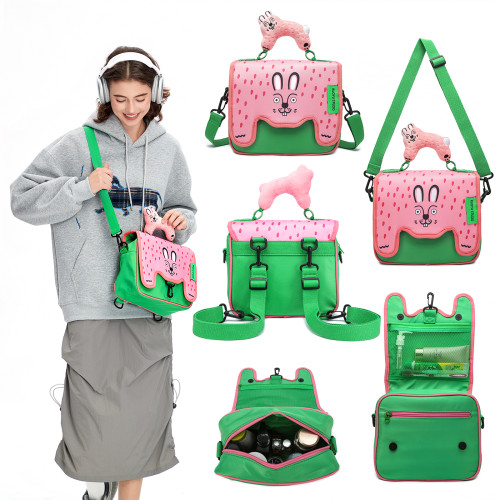 若愚工坊RUOYUSTUDIO原創可愛分區大容量化妝包收納斜背雙肩包包 若愚工坊RUOYUSTUDIO原創可愛分區大容量化妝包收納斜背雙肩包包