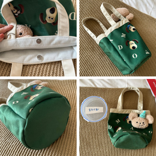 可愛女學生上班族外出媽咪遛彎小號拎袋手提飯盒便當帆布水桶包包