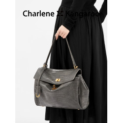 DreamModel原創鱷魚紋鎖釦凱莉包女氣質通勤托特包時尚單肩斜後後背包