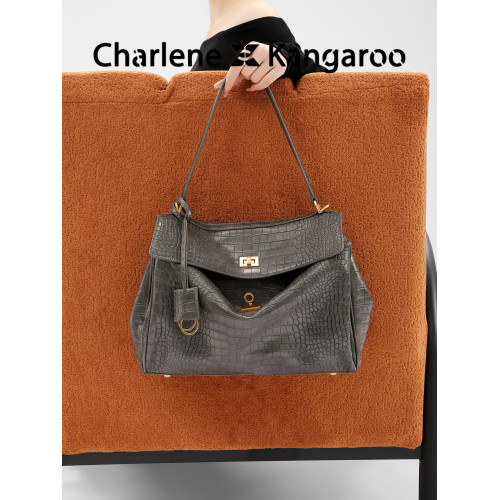 DreamModel原創鱷魚紋鎖釦凱莉包女氣質通勤托特包時尚單肩斜後後背包