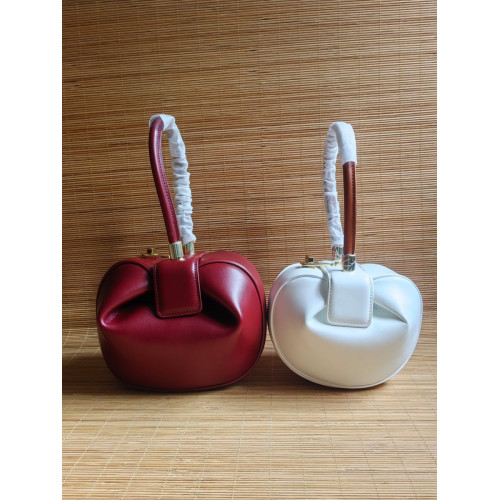 小衆設計真皮手拎包雲吞包復古新中式手提包牛皮褶皺雲朵包餃子包