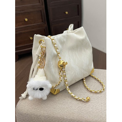 韓版時尚水桶包女2025新款春夏簡約休閒單肩包小衆高級質感斜後後背包