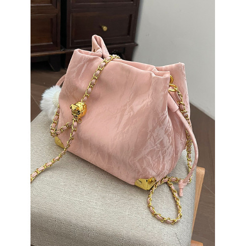 韓版時尚水桶包女2025新款春夏簡約休閒單肩包小衆高級質感斜後後背包