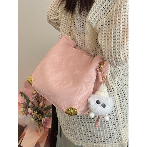 韓版時尚水桶包女2025新款春夏簡約休閒單肩包小衆高級質感斜後後背包