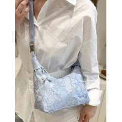 超火小衆新中式包包女2025新款夏季國風刺綉小拎包百搭斜背餃子包