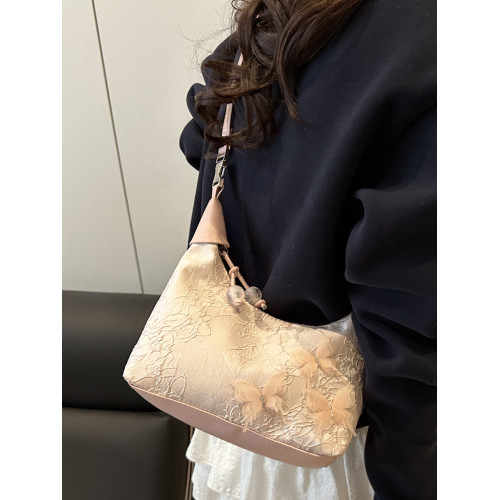 超火小衆新中式包包女2025新款夏季國風刺綉小拎包百搭斜背餃子包