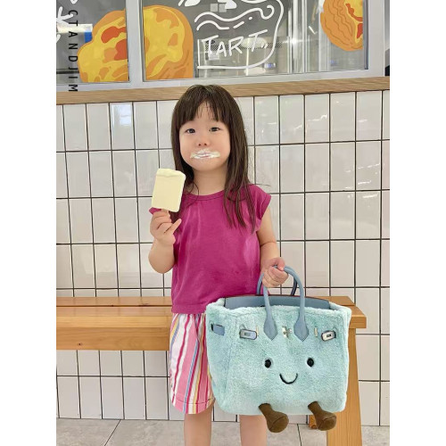 2025秋冬新款原創小衆設計敲可愛毛絨鉑金包手提包通勤凱莉斜後後背包