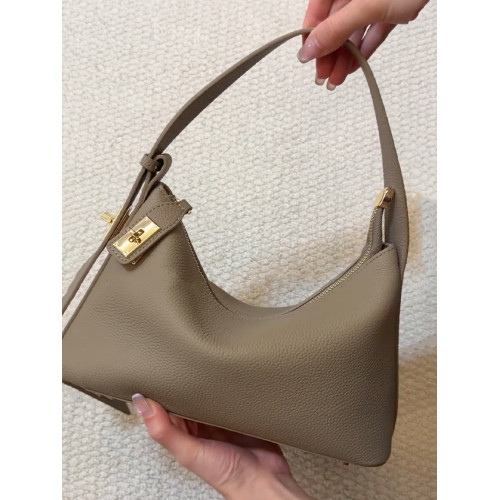 大象灰真皮hobo包包女2026新款輕奢小衆高級感通勤手提單肩腋下包