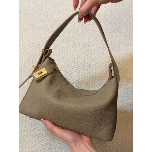 大象灰真皮hobo包包女2026新款輕奢小衆高級感通勤手提單肩腋下包