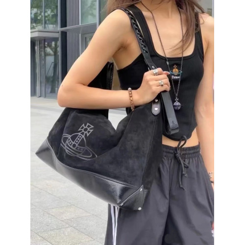 小衆中古包hobo流浪包復古麂皮絨托特包女大容量通勤休閒單肩包女