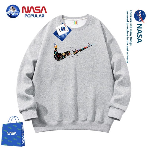 nasa官方旗艦美式潮牌無帽衛衣男士春秋冬季重磅寬鬆圓領外套男生