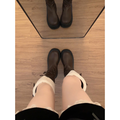 棕色美拉德法式厚底靴子女長筒靴2026新款春冬季顯瘦加絨復古長靴 棕色美拉德法式厚底靴子女長筒靴2026新款春冬季顯瘦加絨復古長靴