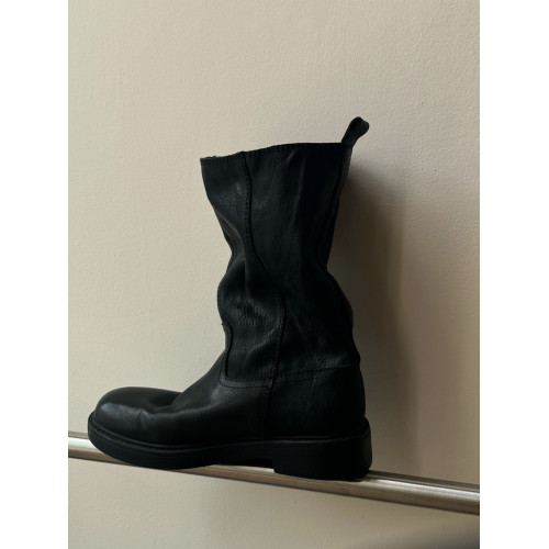 曲奇大叔~真皮圓頭馬丁靴女復古短靴英倫風中筒靴子內增高騎士靴