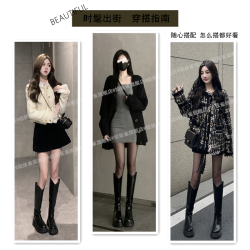 馬丁靴女長筒靴2026新款秋冬冬季加絨中筒高筒騎士靴子小個子長靴