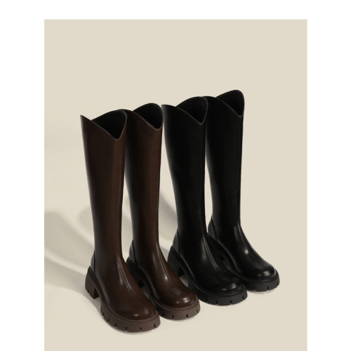 馬丁靴女長筒靴2026新款秋冬冬季加絨中筒高筒騎士靴子小個子長靴