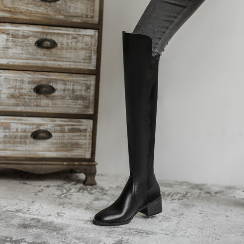 過膝長靴女長筒靴2025秋冬季新款百搭粗跟高筒靴彈力瘦瘦靴騎士靴