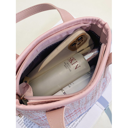 ins超火復古呢子包包女2023新款韓版百搭單肩斜背時尚手提水桶包