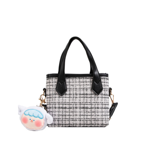 ins超火復古呢子包包女2023新款韓版百搭單肩斜背時尚手提水桶包