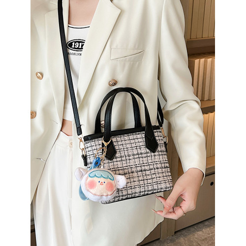 ins超火復古呢子包包女2023新款韓版百搭單肩斜背時尚手提水桶包