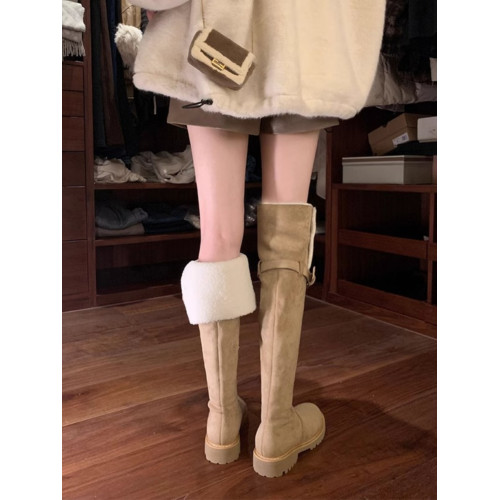 過膝長筒靴女2024冬新款平底長靴加絨保暖羊羔毛雪地靴厚底騎士靴 過膝長筒靴女2024冬新款平底長靴加絨保暖羊羔毛雪地靴厚底騎士靴