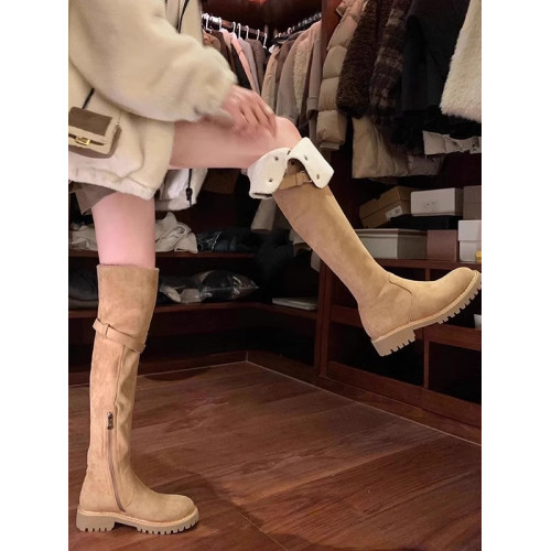 過膝長筒靴女2024冬新款平底長靴加絨保暖羊羔毛雪地靴厚底騎士靴 過膝長筒靴女2024冬新款平底長靴加絨保暖羊羔毛雪地靴厚底騎士靴