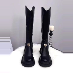 長筒靴女厚底2025秋冬新款英倫風騎士靴增高粗跟顯瘦高筒靴長靴子