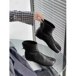 赫本風秋冬新款豬蹄分趾後拉鍊短筒菸筒瘦瘦靴女時尚百搭低跟短靴