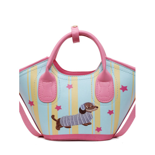 甜美少女可愛卡通臘腸狗包包女2025新款洋氣斜後後背包超火手提水桶包