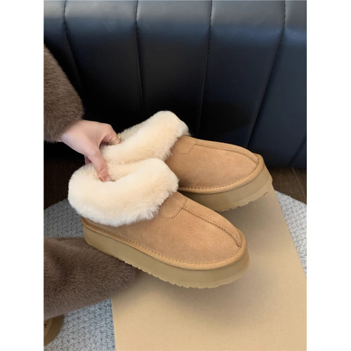 厚底雪地靴女2025冬季新款加絨加厚東北大棉鞋皮毛一體麵包毛毛鞋