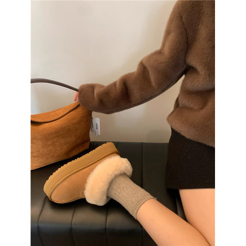 厚底雪地靴女2025冬季新款加絨加厚東北大棉鞋皮毛一體麵包毛毛鞋