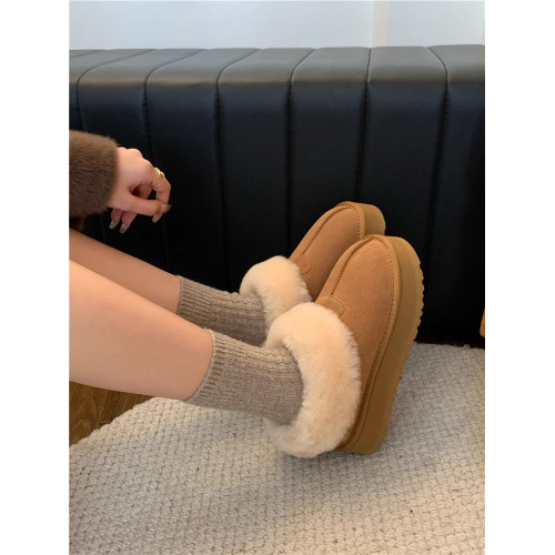 厚底雪地靴女2025冬季新款加絨加厚東北大棉鞋皮毛一體麵包毛毛鞋