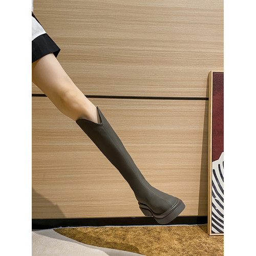 小個子長筒靴女2026秋冬新款加絨內增高v口啞光長靴女厚底騎士靴 小個子長筒靴女2026秋冬新款加絨內增高v口啞光長靴女厚底騎士靴