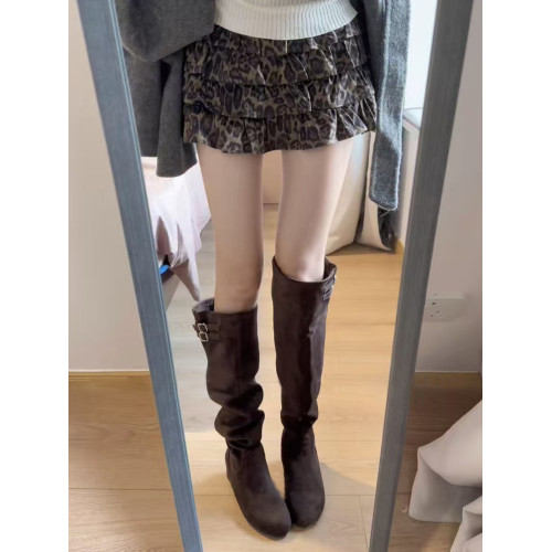 堆堆過膝靴子女款2026新款秋冬季絨面兩穿長靴復古顯瘦高筒騎士靴 堆堆過膝靴子女款2026新款秋冬季絨面兩穿長靴復古顯瘦高筒騎士靴