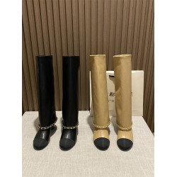 小香風拼色鏈條褲琯靴女2025秋冬新款明星同款顯瘦直筒靴長筒靴子