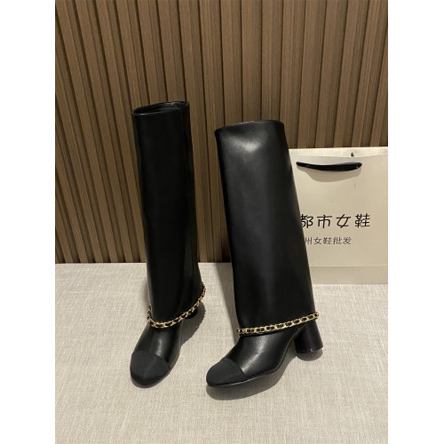 小香風拼色鏈條褲琯靴女2025秋冬新款明星同款顯瘦直筒靴長筒靴子 小香風拼色鏈條褲琯靴女2025秋冬新款明星同款顯瘦直筒靴長筒靴子