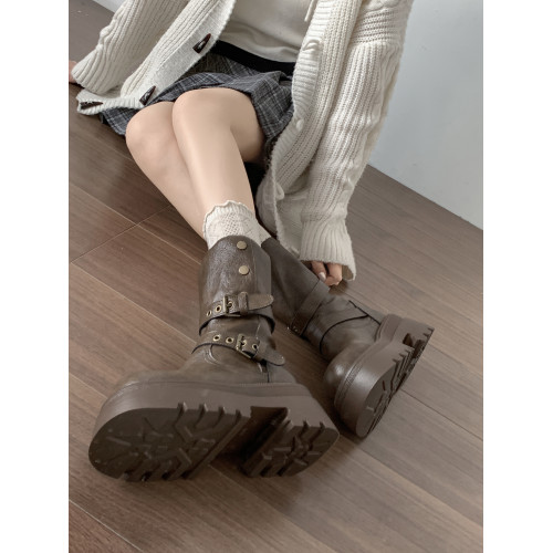 黑色英倫風粗跟厚底馬丁靴女款2026新款秋冬小個子增高顯瘦短靴子