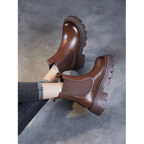 頭層牛皮馬丁靴女秋冬2025新款復古切爾西短靴小個子厚底菸筒靴子 頭層牛皮馬丁靴女秋冬2025新款復古切爾西短靴小個子厚底菸筒靴子