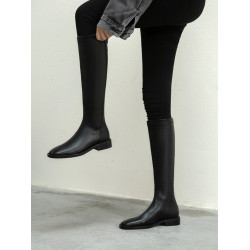 不過膝靴子長筒靴女2025新款爆款秋冬加絨真皮平底長靴軟皮騎士靴