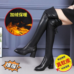 真軟皮長筒靴女2025秋冬季新款瘦瘦靴子高筒過膝彈力時尚顯瘦長靴