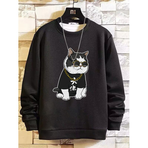 二哈柴犬衛衣男士寬鬆大碼長袖外套圓領套頭加絨秋冬季國潮新款