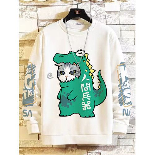 二哈柴犬衛衣男士寬鬆大碼長袖外套圓領套頭加絨秋冬季國潮新款