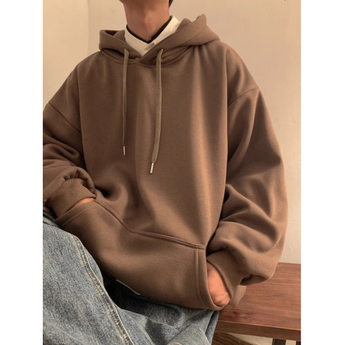 純棉重磅寬鬆顯瘦百搭本命年加絨紅色衛衣男士秋冬連帽衫套頭外套