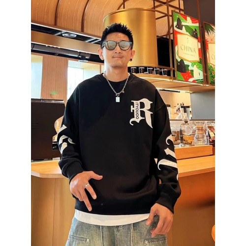 痞帥美式字母刺綉休閒圓領衛衣男士春秋新款時尚百搭寬鬆加厚上衣