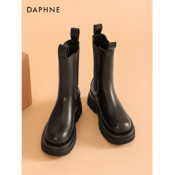 達芙妮馬丁靴子女春秋2025新款英倫風菸筒靴中筒厚底切爾西短靴女