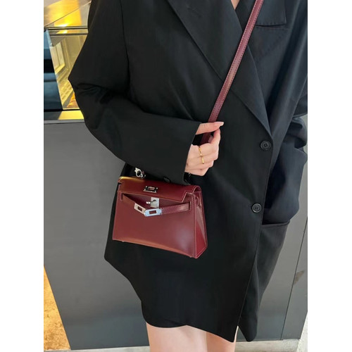 ss小衆2024新款迷你復古真皮二代box牛皮銀釦凱莉包單肩斜背鉑金 ss小衆2024新款迷你復古真皮二代box牛皮銀釦凱莉包單肩斜背鉑金