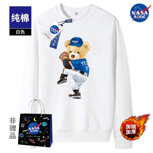 NASA聯名國潮秋季新款衛衣男潮流寬鬆休閒學生加絨款小熊印花上衣